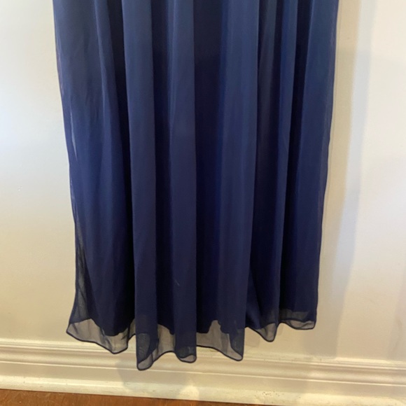 Navy Lace Bodice Full Length Bridesmaid Dress - Picture 11 of 11